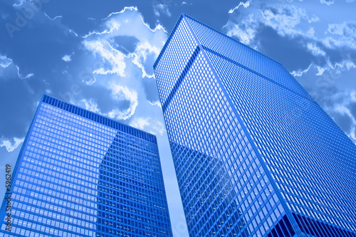Office buildings, downtown, financial district, large banks
