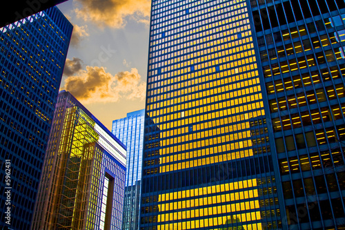 Office buildings, downtown, financial district, large banks