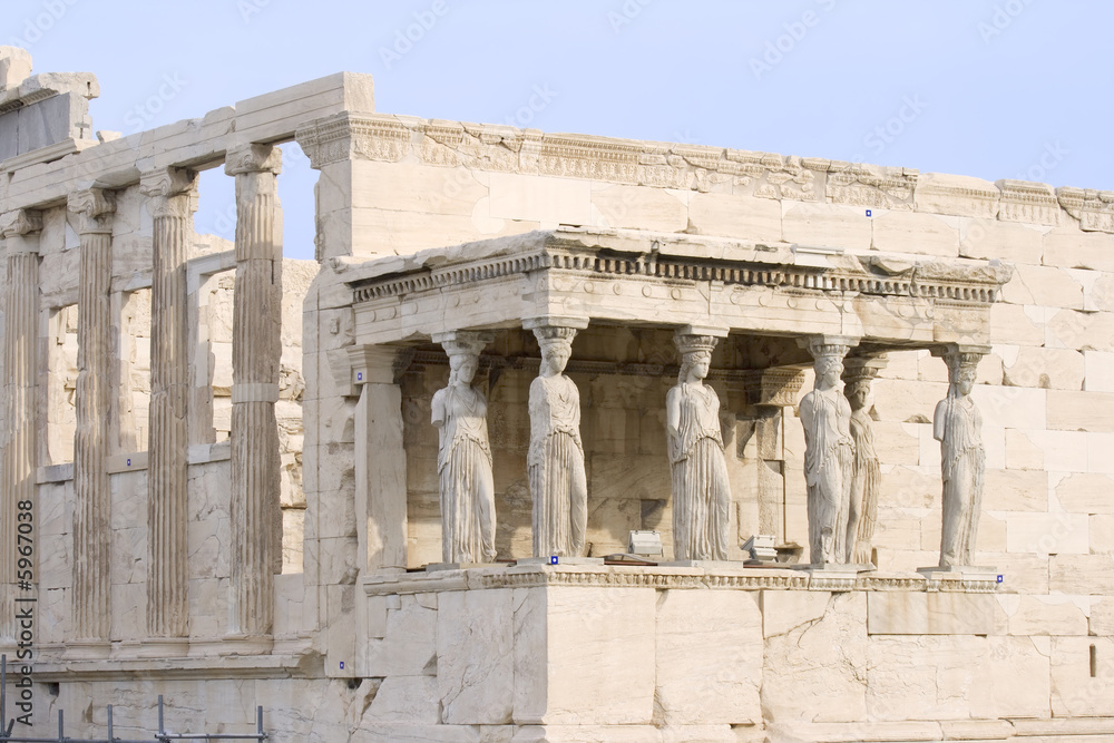 The Porch of the Maidens in Athens, Greece.