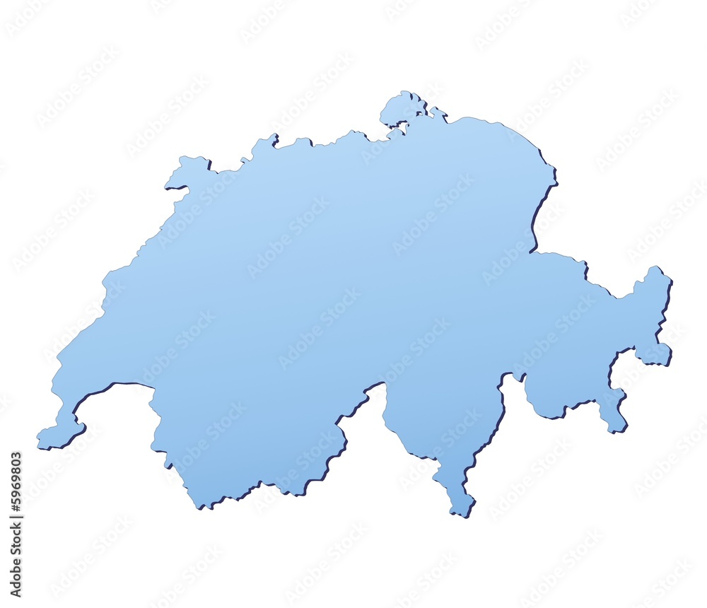 Switzerland map filled with light blue gradient