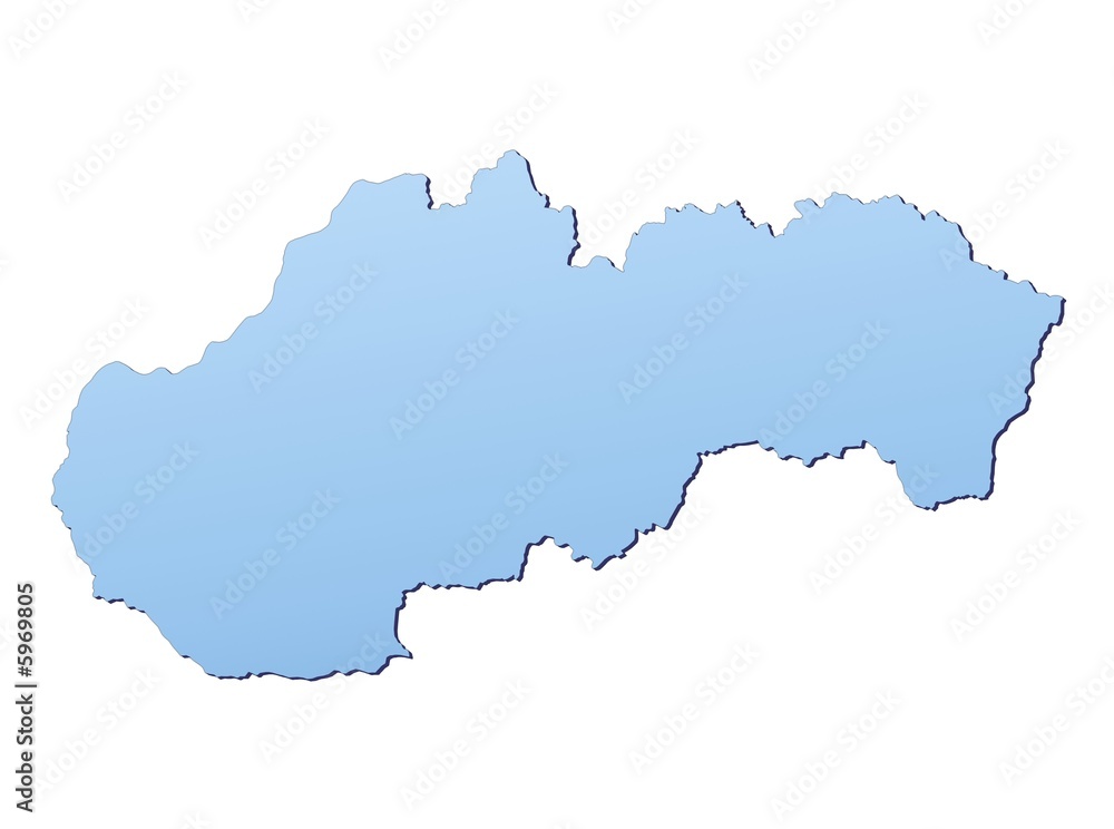 Slovakia map filled with light blue gradient Slovakia map filled with light blue gradient