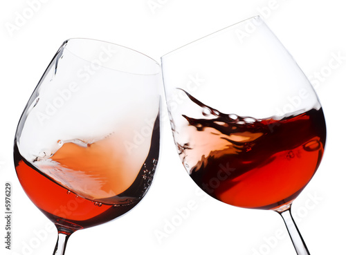pair of moving wine glasses over a white background, cheers! #5976229