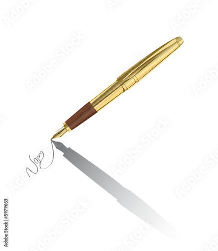 Vector realistic gold pen signing contract