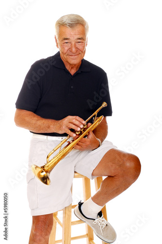 Senior with His Trumpet photo