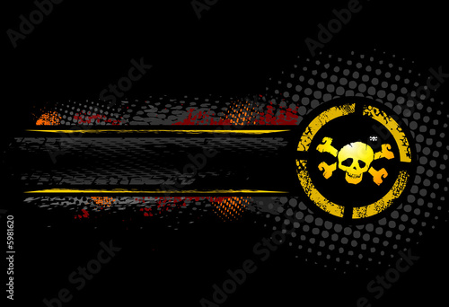Grunge skull with text banner