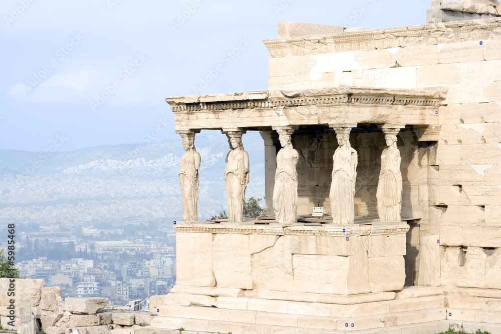 The Porch of the Maidens in Athens, Greece.