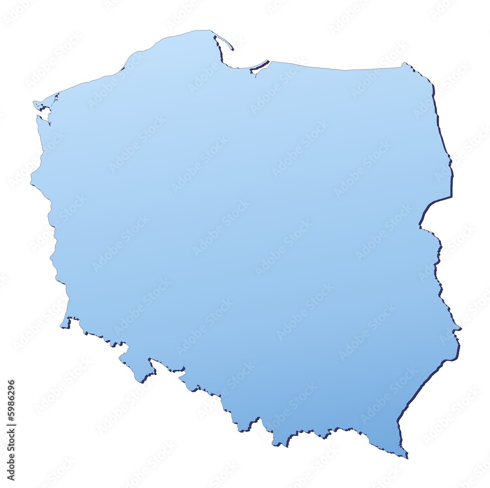 Poland map filled with light blue gradient Poland map filled with light blue gradient