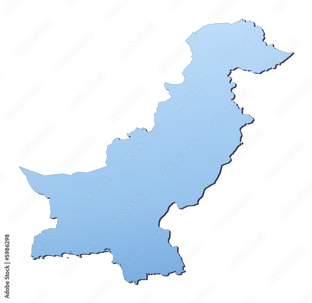 Pakistan map filled with light blue gradient