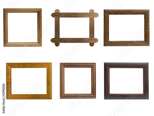 Frames from natural wood on a white background