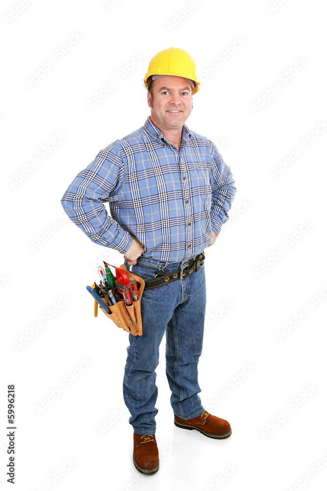 Authentic construction worker dressed for the job. Full body Authentic construction worker dressed for the job. Full body