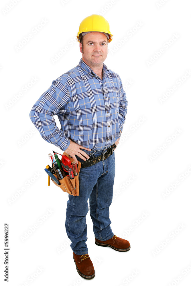 Authentic construction worker with serious expression. Authentic construction worker with serious expression.