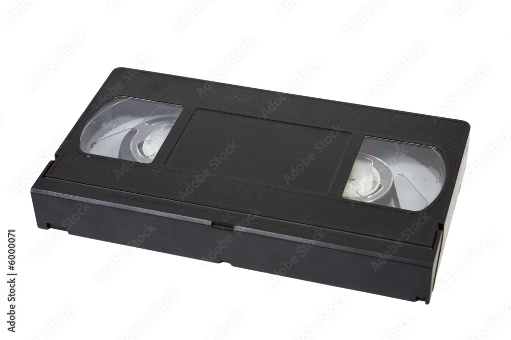 Old vhs cassette isolated on white