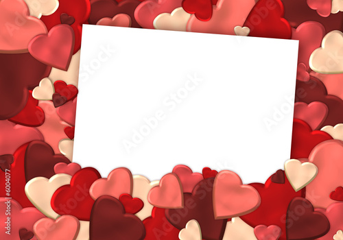 hearts background with blank sheet of white paper
