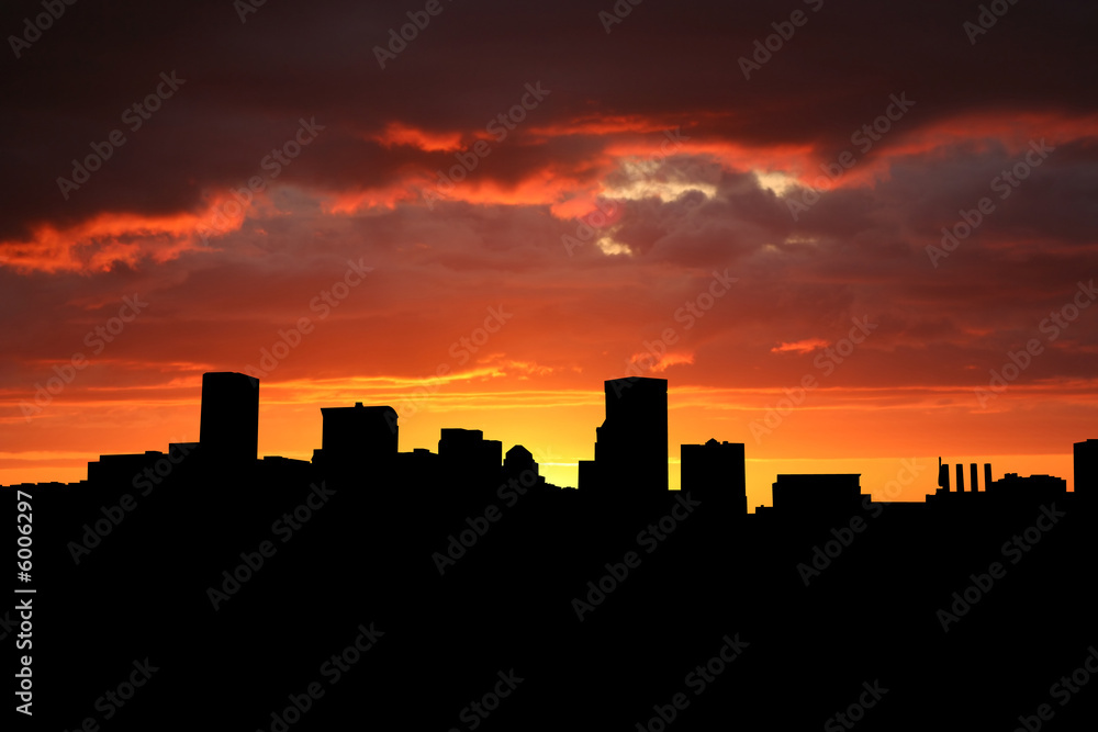 Baltimore skyline at sunset