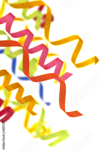 colorful streamers on white background