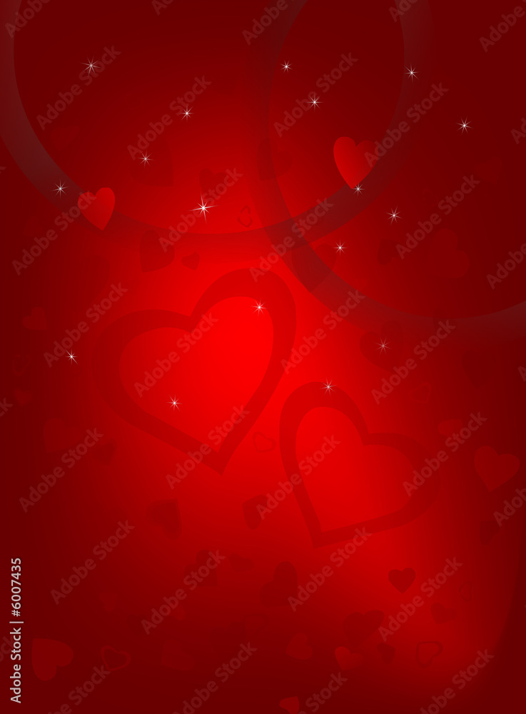 Valentine Day Hearts on Red 