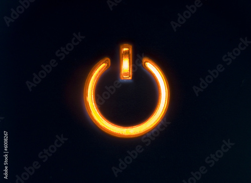 lit power button in orange color