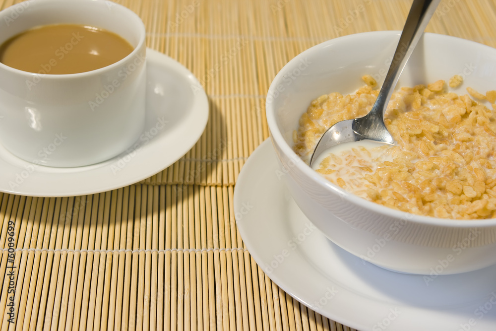Cereal and coffee for breakfast. Healthy start Cereal and coffee for breakfast. Healthy start