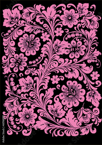 pink ornament on black