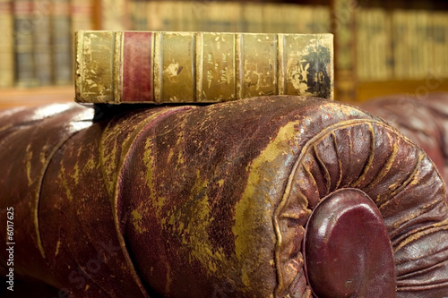 Old brown leather couch