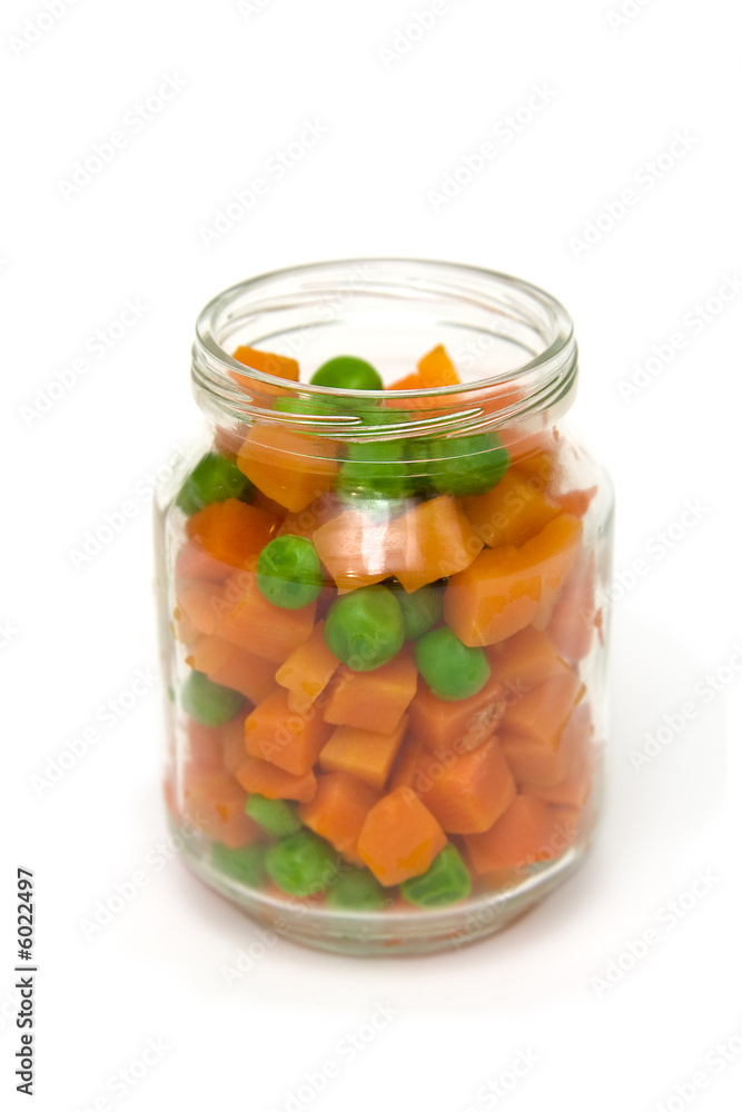 Orange carrot and green peas boiled and mixed Orange carrot and green peas boiled and mixed