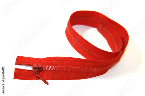 red zip is isolated on the white background