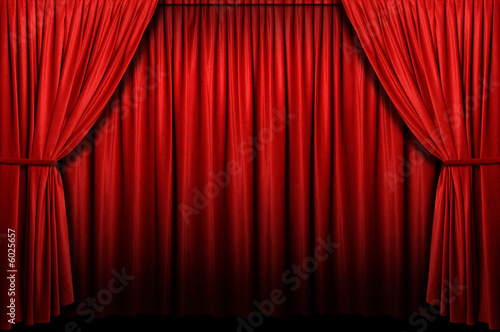 Fototapeta Red stage curtain with arch entrance