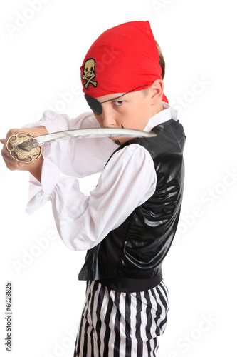 Quadro su tela Pirate with a cutlass sword staring down his opponent