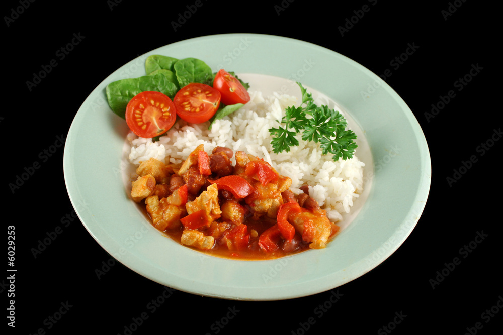 Spicy chicken lentil and pepper stew with rice Spicy chicken lentil and pepper stew with rice