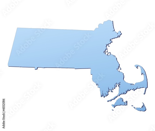 Massachusetts(USA) map filled with light blue gradient
