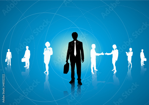 Business team in a blue background
