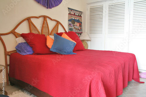 Vászonkép Tropical home room and bed