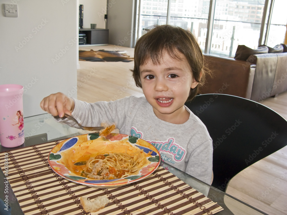 Child eating at home