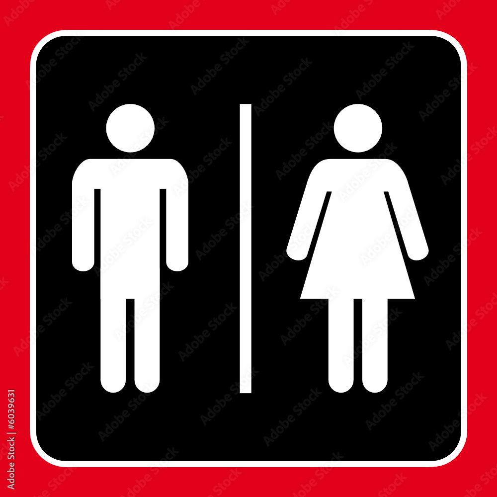 Toilette, Man und Frau, rot-schwarz Toilette, Man und Frau, rot-schwarz