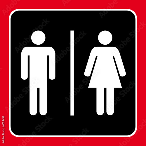 Toilette, Man und Frau, rot-schwarz