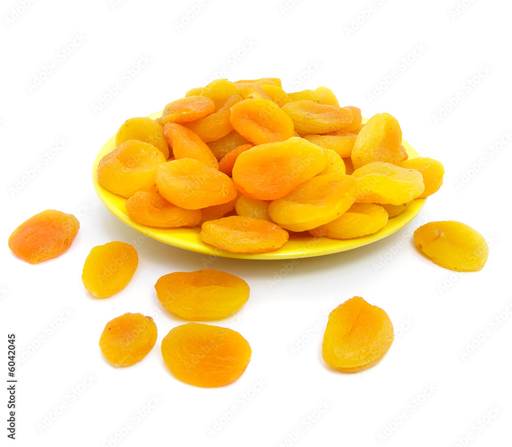 Dried apricot fruits isolated over white background Dried apricot fruits isolated over white background