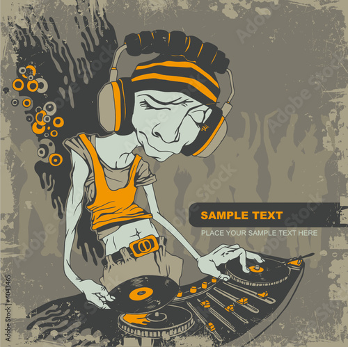 vector grunge background with DJ , CD cover