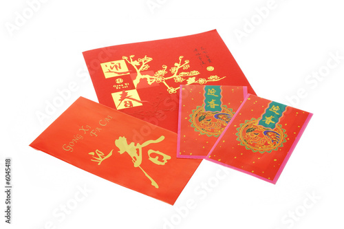 Chinese New Year card and red packets 