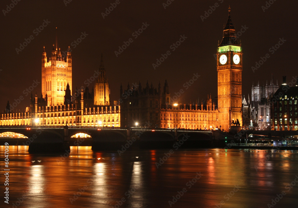 Westminster parliament with Big Ben at night