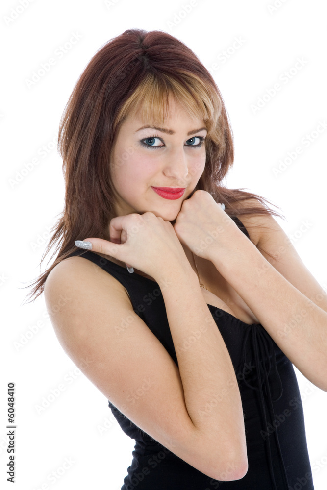 portrait of the brunette with blue eye on insulated background portrait of the brunette with blue eye on insulated background