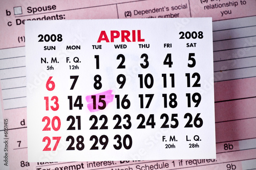 Calendar Depicting the U.S. Tax Deadline photo