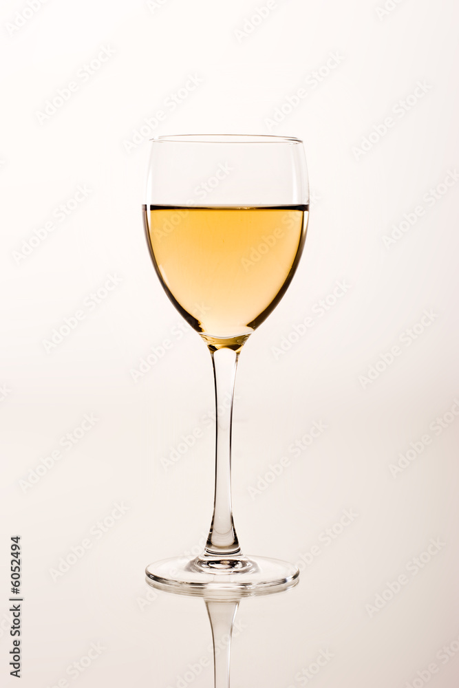 drink series: white wine glass over white
