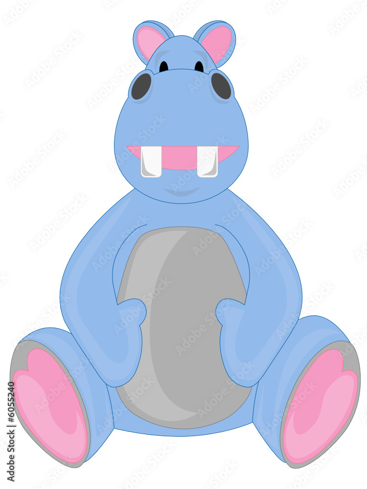 Fototapeta premium Happy Blue Hippo sitting