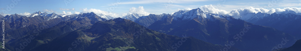 View into the Zillertal Alps in Austria