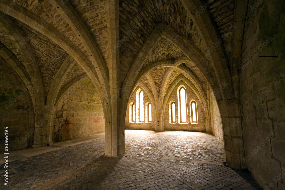 Vaulted ceilings in Fountains Abbey in North Yorkshire