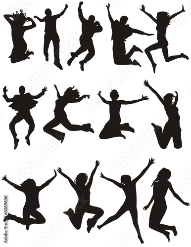 vector young people jumping