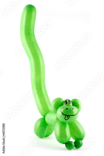High resolution green twisted balloon monkey isolated on white