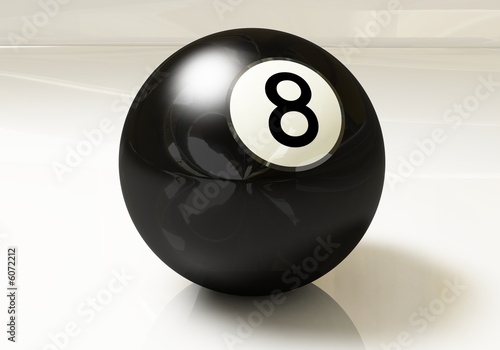 billard ball 8 auf weissem grund