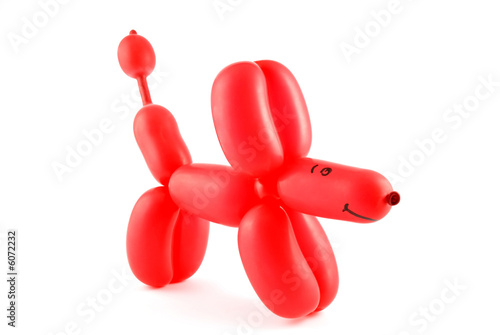 High resolution red twisted balloon dog isolated on white