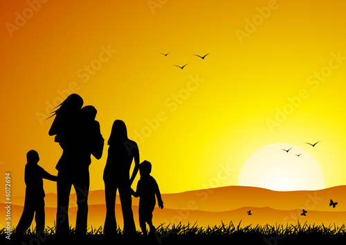 Family at sunset